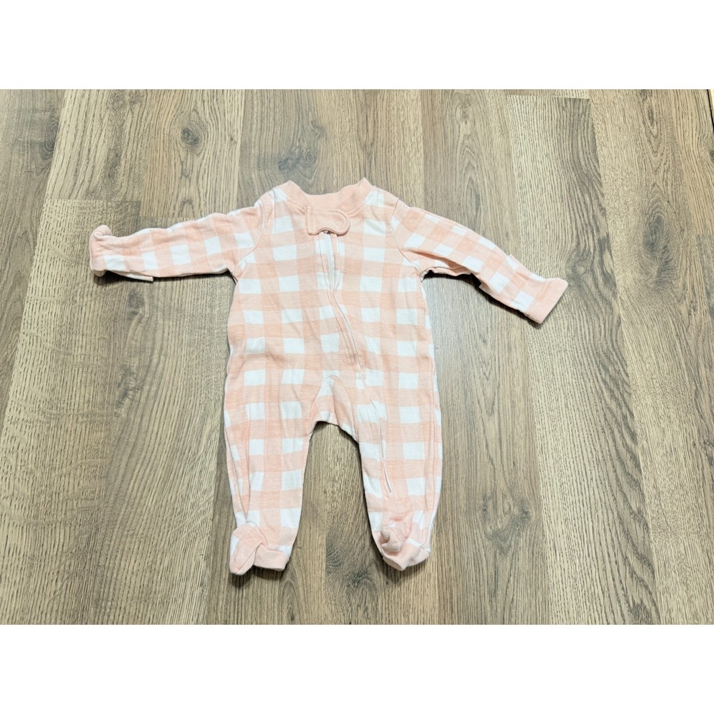 Honest Baby Clothing One Piece, Infant Girls Preemie, Pink White, Checkered